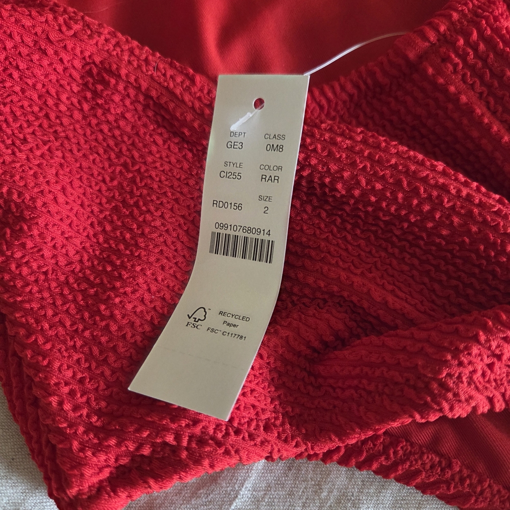 J. Crew Red Textured One-Piece Swim